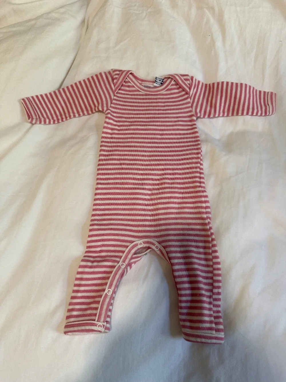 Petit Bateau Wool-Blend Pink Striped One-Piece 3M / 60cm